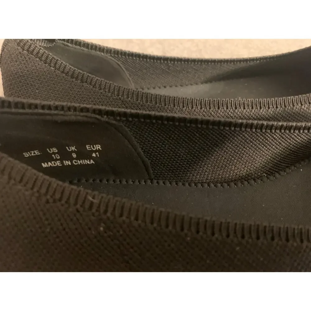 Breifola Black Fabric Pointed Ballet Flats Shoe Size 10